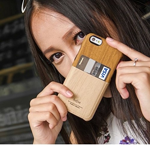 Kajsa ® Wood Pocket Card Holder Back Cover For Samsung S6 Edge
