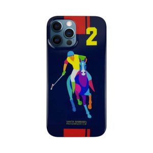 Santa Barbara Polo & Racquet Club ® Glossy Saint Back Cover For iPhone 12 Series (Blue)