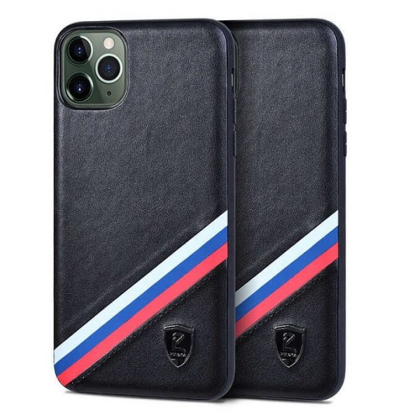 Puloka ® Sports Luxury Leather Back Covers For Apple iPhone 11 Pro / 11 Pro Max (Black