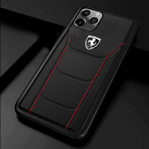 Ferrari ® Genuine Leather Crafted Limited Edition Case for iPhone 12 Series (Black)