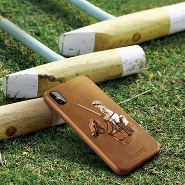Luxury Jockey Series Leather Back Cover For Apple iPhone