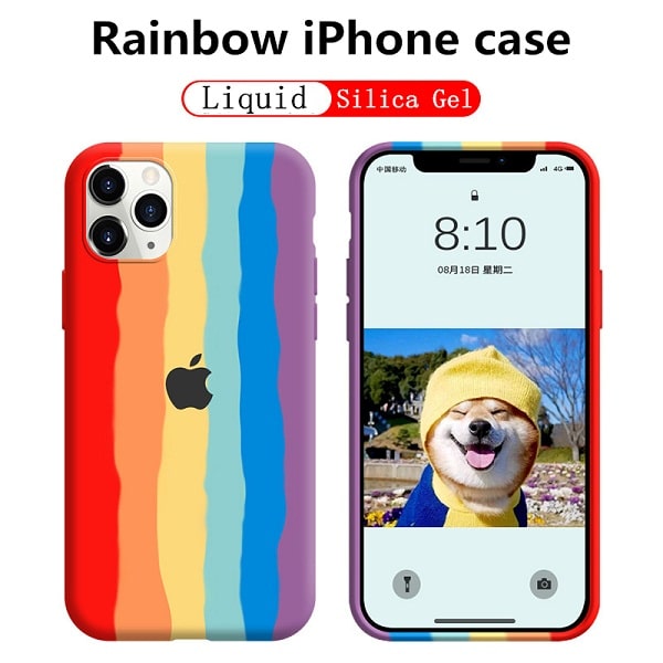 Fashion Rainbow Silicone Back Cover For iPhone 12 Series